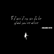 It ain't no sin to be glad you're alive - Badlands