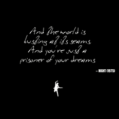And the world is busting at its seams, And you're just a prisoner of your dreams - Night