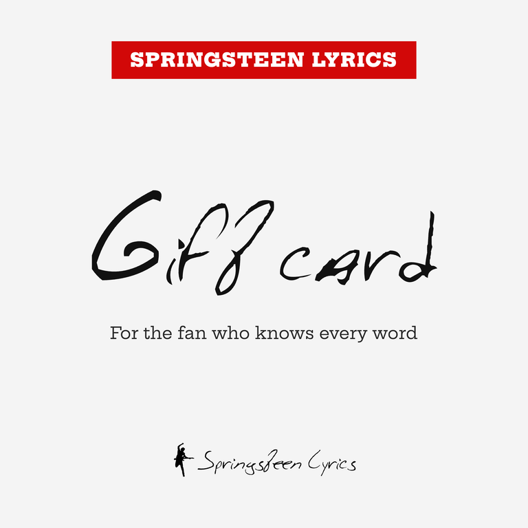 Springsteen Lyrics gift card